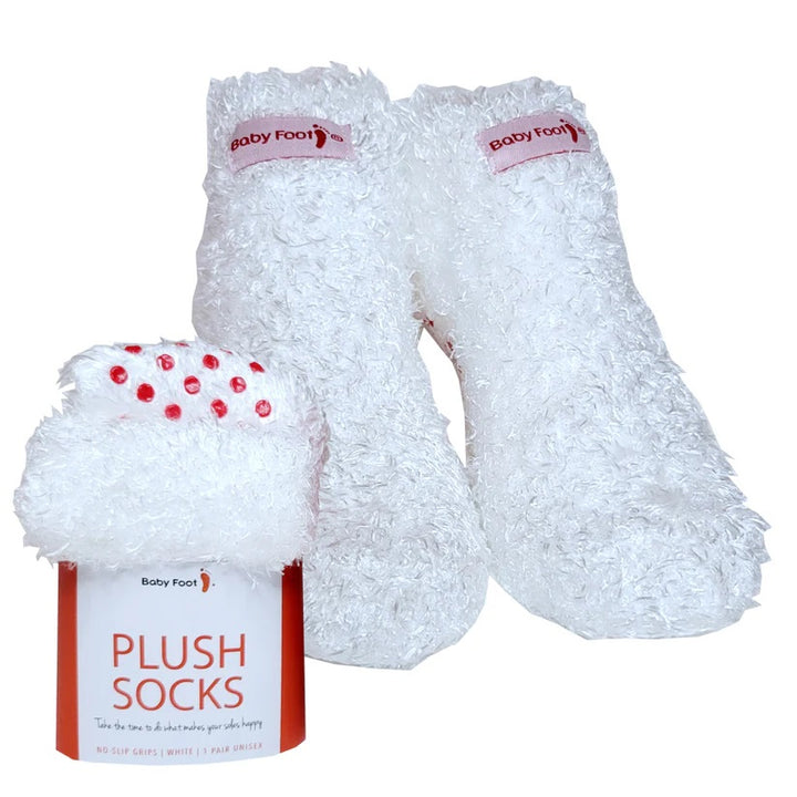 Baby Foot No-Slip Grips Plush Socks White