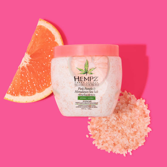 Hempz Herbal Body Salt Scrub Fresh Fusions Pink Pomelo & Himalayian Sea Salt Scent 5.47 oz.