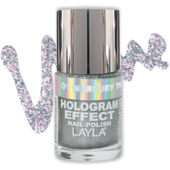 Layla Cosmetics Hologram Effect Nail Polish with Free Base File