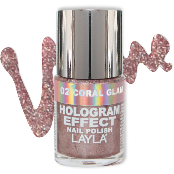 Layla Cosmetics Hologram Effect Nail Polish with Free Base File