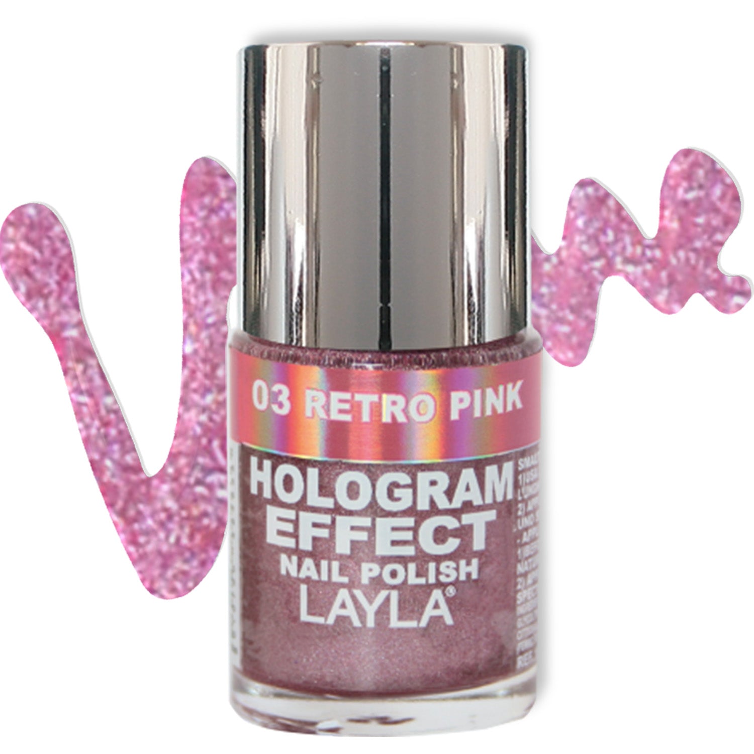 Layla Cosmetics Hologram Effect Nail Polish with Free Base File