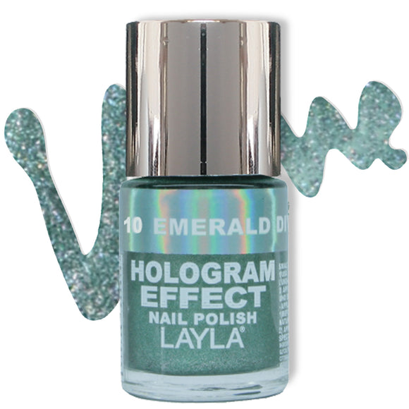 Layla Cosmetics Hologram Effect Nail Polish with Free Base File