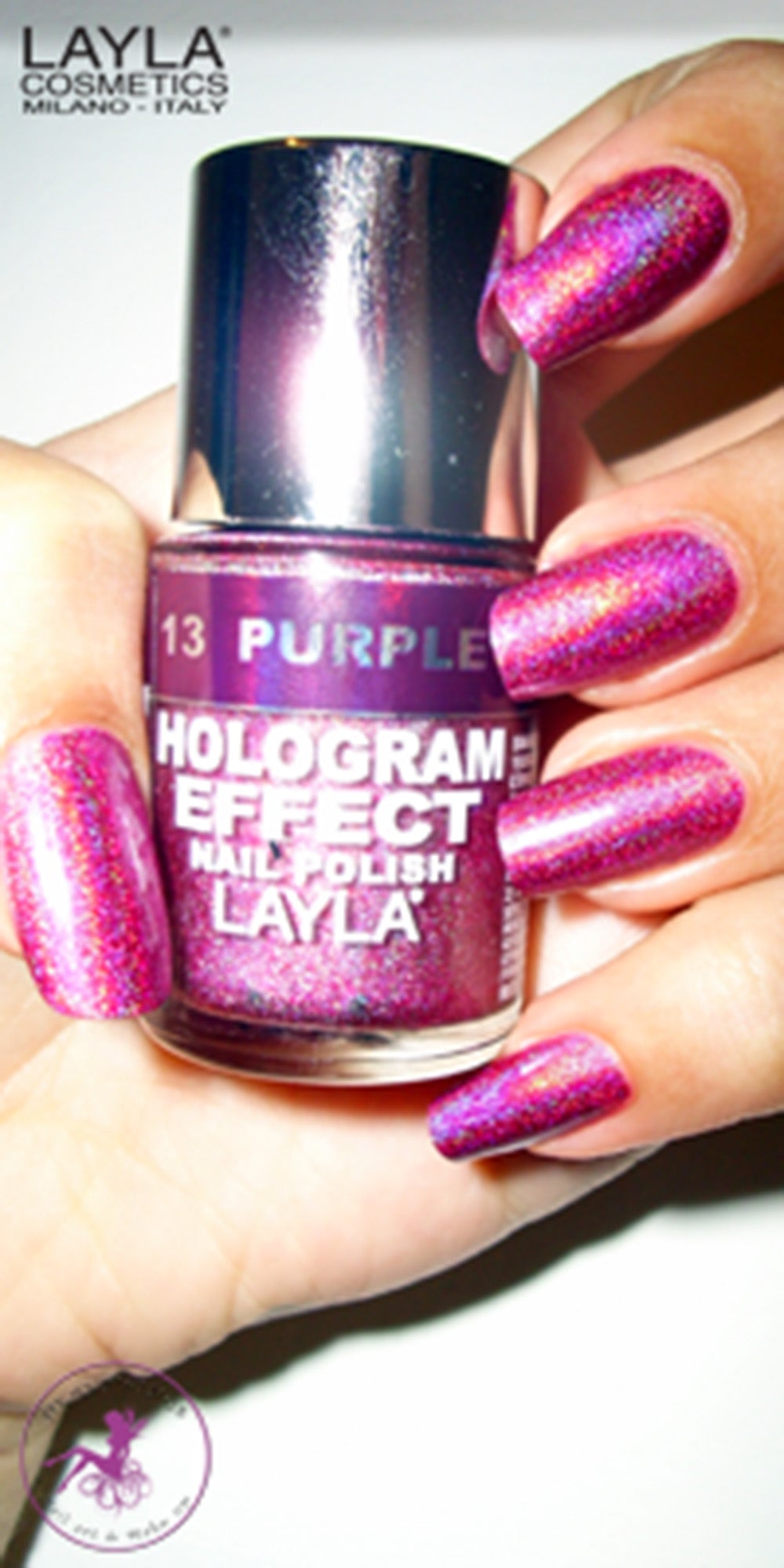 Layla Cosmetics Hologram Effect Nail Polish with Free Base File