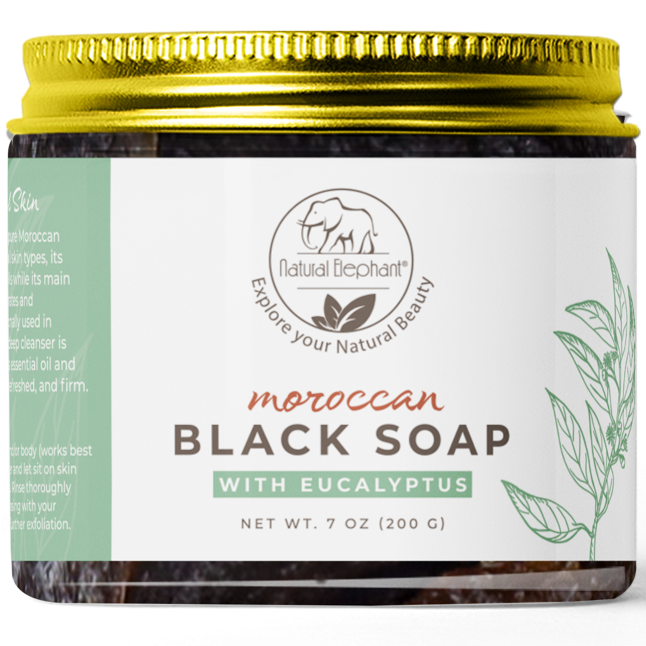 Natural Elephant Moroccan Black Soap 7 oz