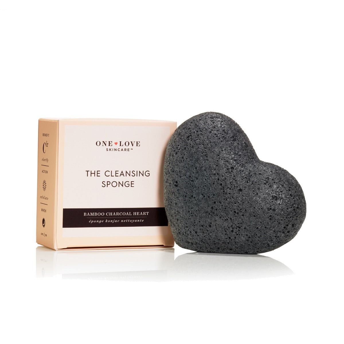 One Love Organics The Cleansing Sponge - Charcoal Heart Shape