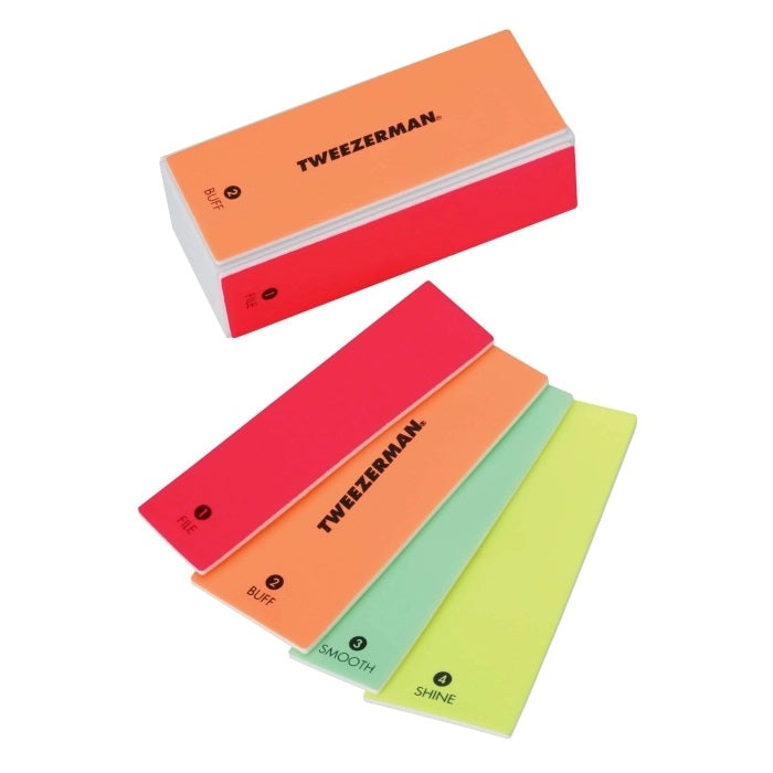 Tweezerman Nail Neon File, Buff, Smooth & Shine Block