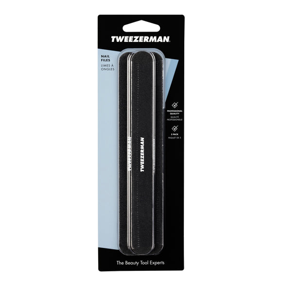 Tweezerman 7” Black Nail Files Pack of 3