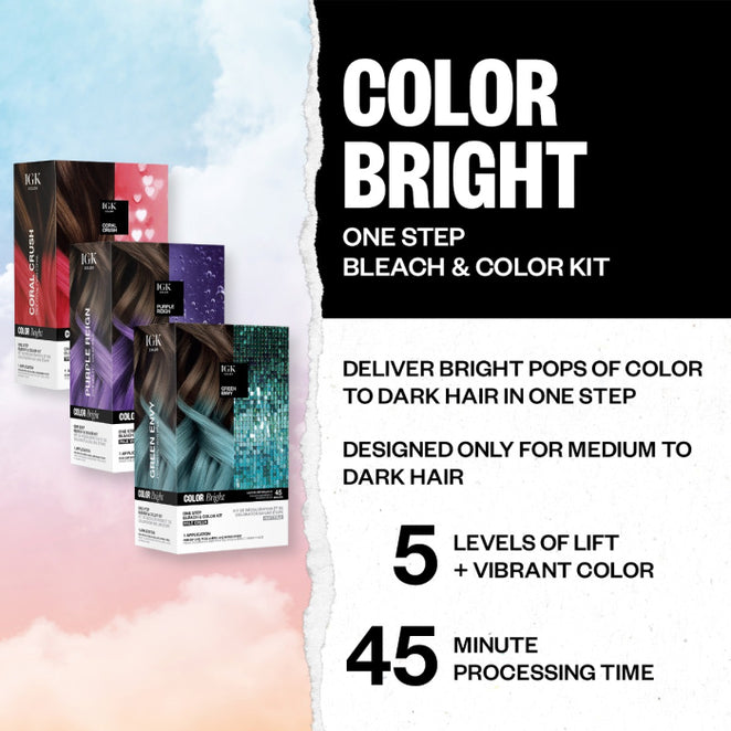 Igk Color Bright Purple Reign One Step Bleach & Color Kit (Pale Violet)