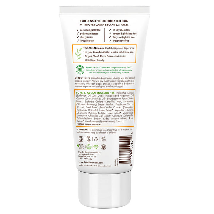 Babo Botanicals Sensitive Baby Zinc Diaper Cream - Fragrance Free 3.0oz