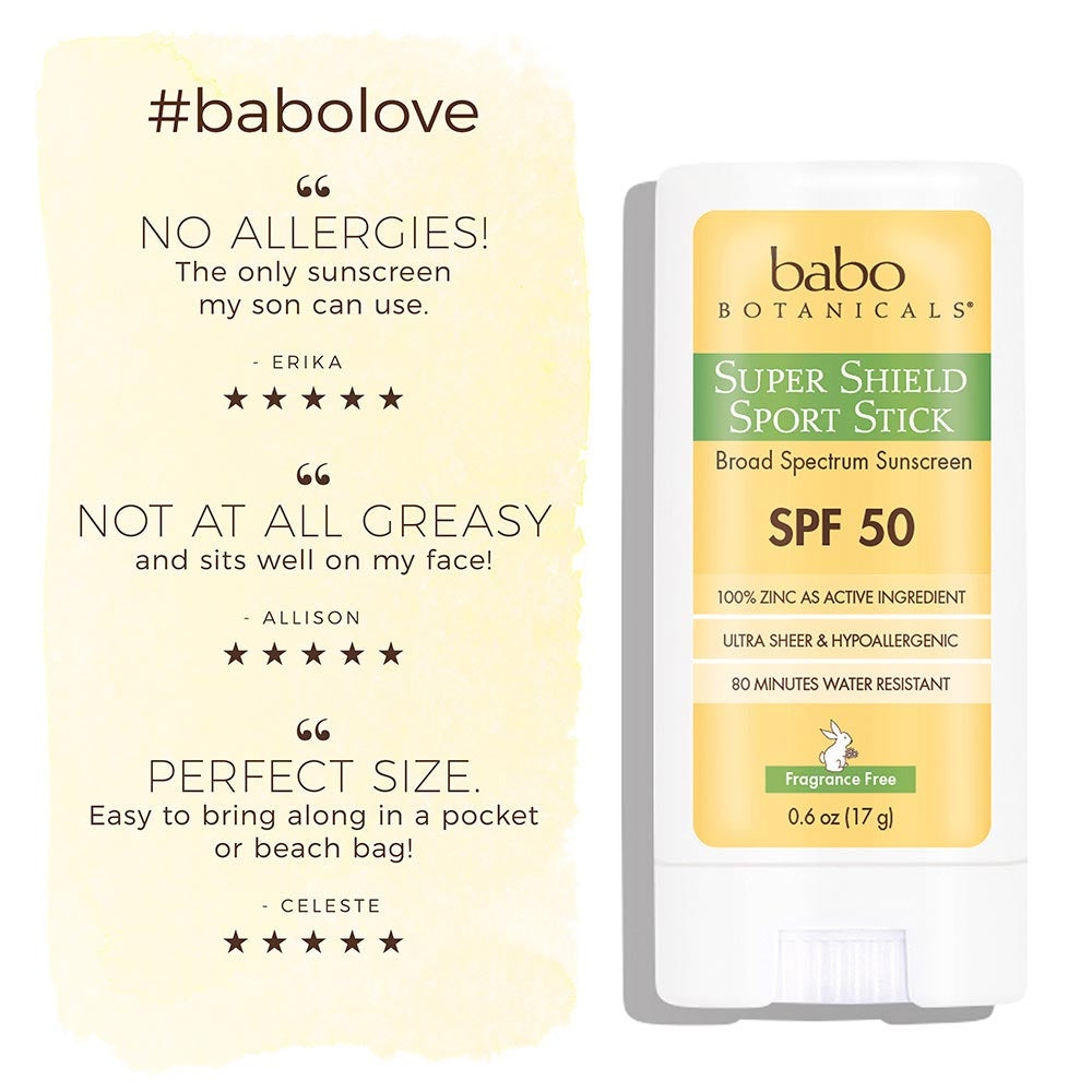 Babo Botanicals Super Shield Sport Stick Sunscreen - SPF 50 0.60oz