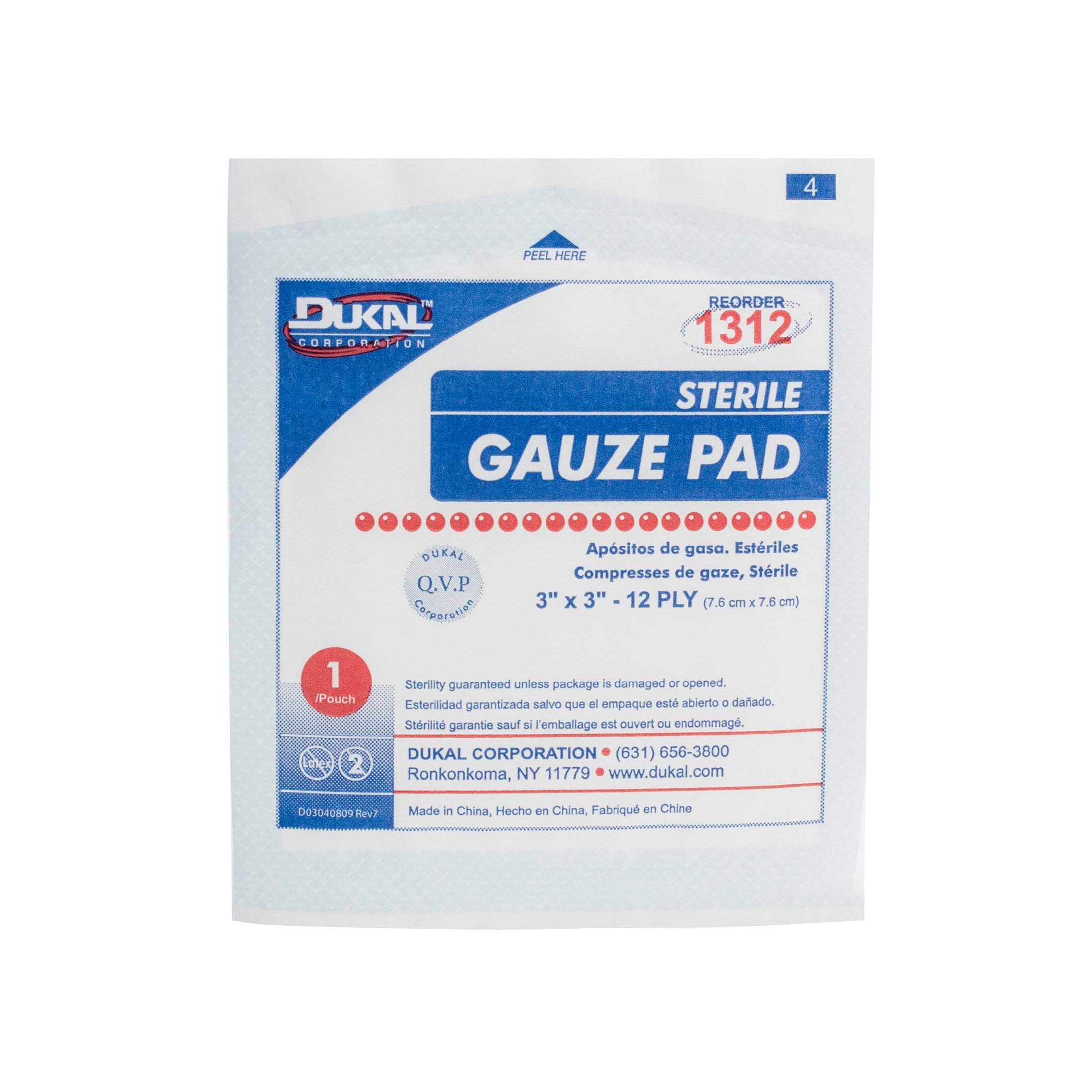 Dukal Sterile Gauze Pads, 3x3, 12 Ply, 100 per Box, White-Dukal-Brand_Dukal/ Dawn Mist,Collection_Lifestyle,Dukal_Gauze,Dukal_Medical,Dukal_Surgical,Life_Medical