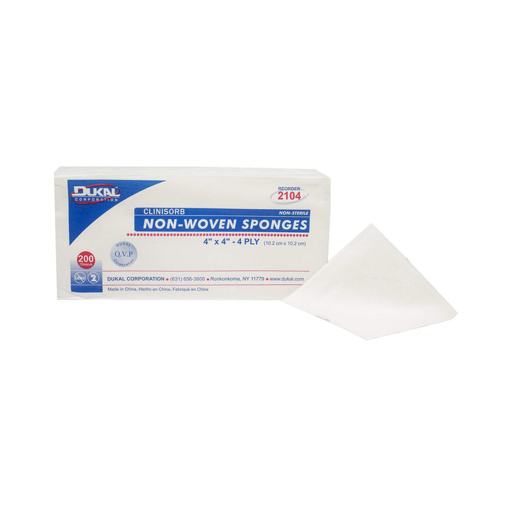 Dukal-2104 Sponge, Clinisorb, Non Woven, 4-Ply, Non Sterile, 4