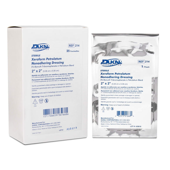 Dukal 214 Xeroform Petrolatum Gauze, Sterile, 2