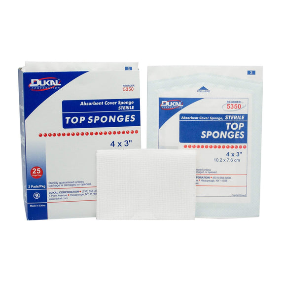 Dukal - 33633M Top Sponge, 4x3, Pack of 50(25x2)-Dukal-Brand_Dukal/ Dawn Mist,Collection_Lifestyle,Dukal_Gauze,Dukal_Medical,Life_Medical