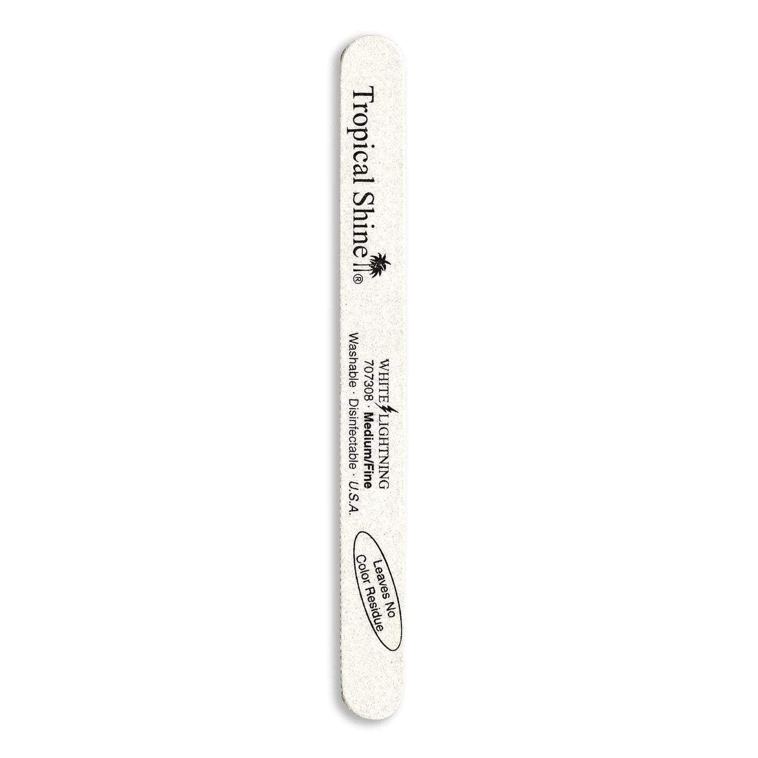 Tropical Shine Nail File White Lightning File 180/ 240 (Medium/ Fine) 7 1/2 in x 3/4 in Large Size (707308)-Tropical Shine-Brand_Tropical Shine,Collection_Nails,Collection_Tools and Brushes,Nail_Tools,Tool_Nails,TROP_Fine Files,TROP_Medium Files