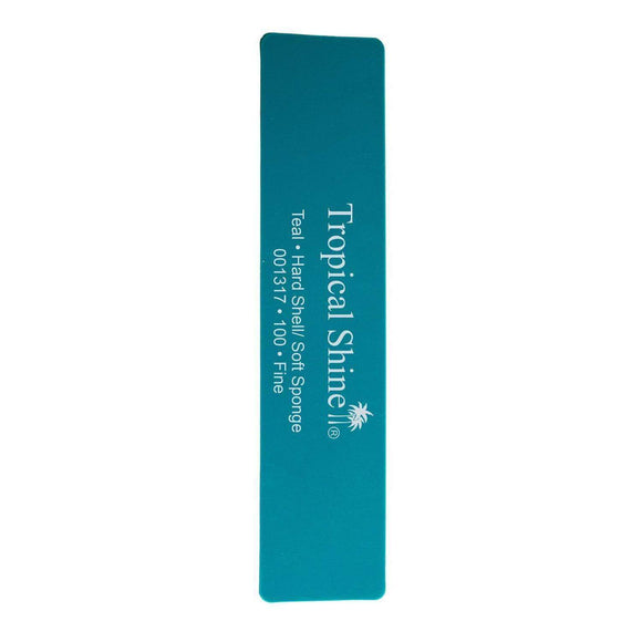 Tropical Shine Nail File Hard Shell Soft Sponge 100 Teal 5 in x 1-3/16 in (707802)-Tropical Shine-Brand_Tropical Shine,Collection_Nails,Collection_Tools and Brushes,Nail_Tools,Tool_Nails