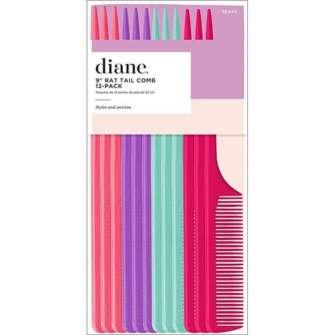 Diane 9in. Rat Tail Comb- 12Pk