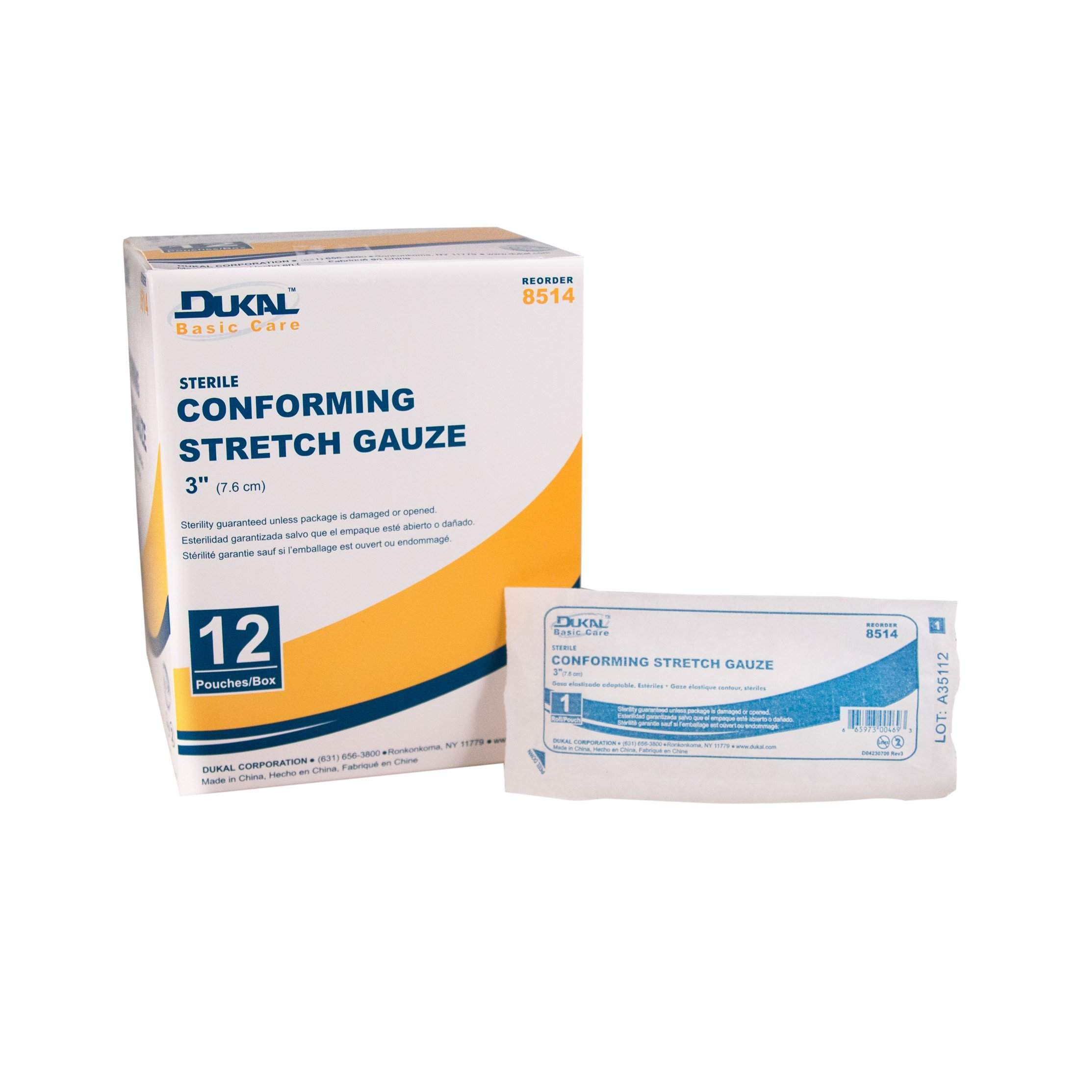 DUKAL 8514 - Basic Care Conforming Stretch Gauze Bandage, 3