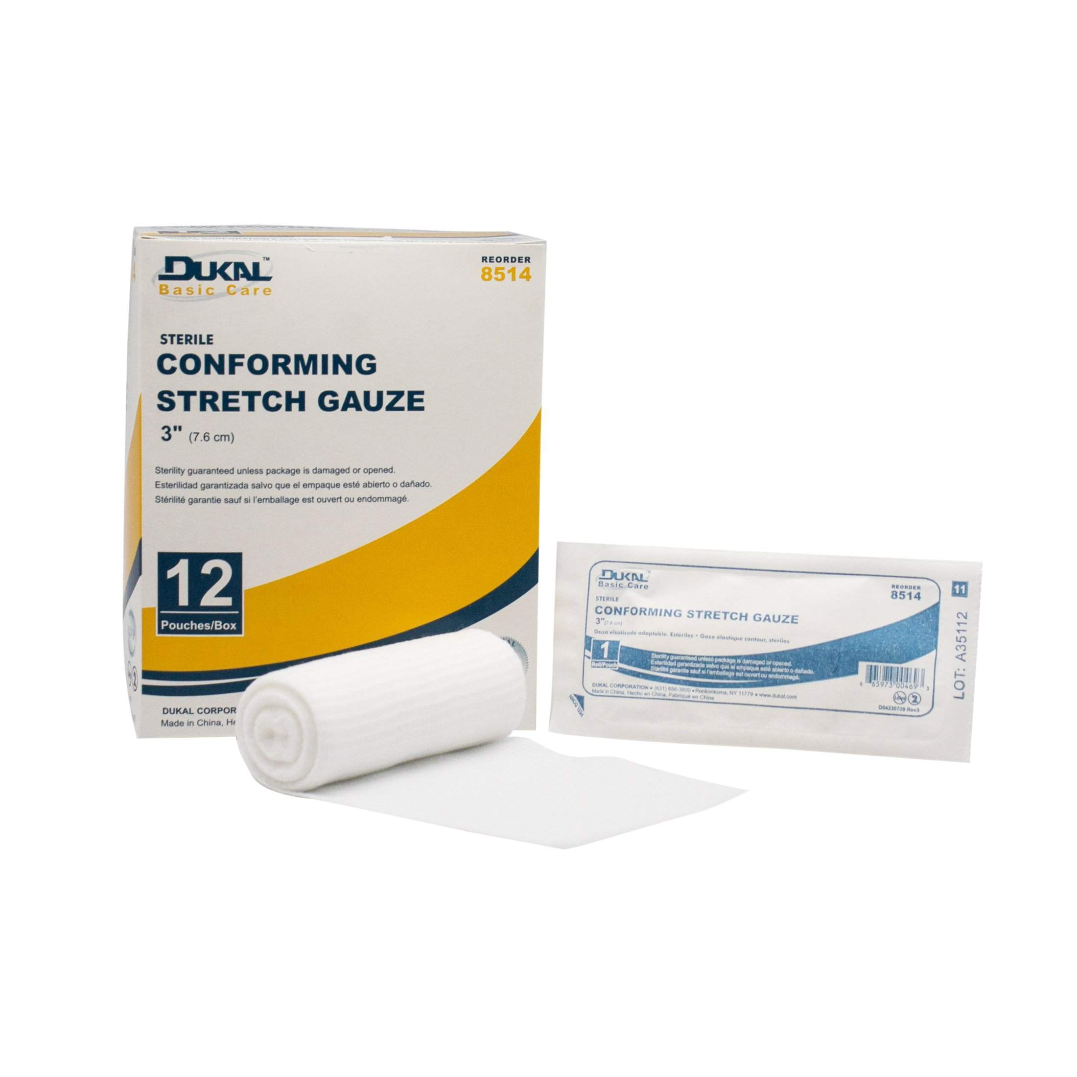 DUKAL 8514 - Basic Care Conforming Stretch Gauze Bandage, 3