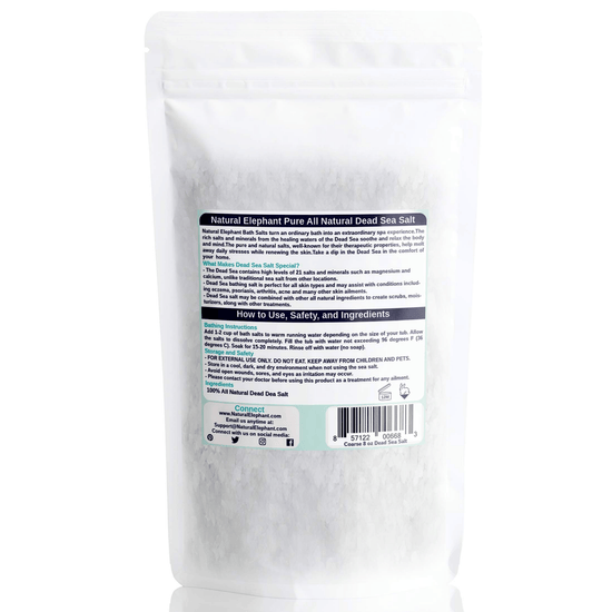 Natural Elephant Coarse Dead Sea Salt | Small 8 oz-Natural Elephant-BB_Bath and Shower,BB_Bubbles and Salts,Brand_Natural Elephant,Collection_Bath and Body,Collection_Skincare,Concern_Acne & Blemishes,Concern_Anti-Aging,Concern_Dry Skin,Concern_Dryness,NATURAL_Dead Sea Collection