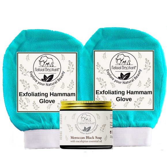 Natural Elephant Moroccan Double Exfoliating Glove and Soap Kit-Natural Elephant-BB_Bath and Shower,BB_Scrubs and Exfoliators,Brand_Natural Elephant,Collection_Bath and Body,Collection_Gifts,Collection_Skincare,Concern_Acne & Blemishes,Concern_Dryness,Concern_Dullness,Concern_Sensitive Skin,FABS_Friday2022,Gifts and Sets,Gifts_Under 25,NATURAL_Gift Sets,NATURAL_Morroccan Collection