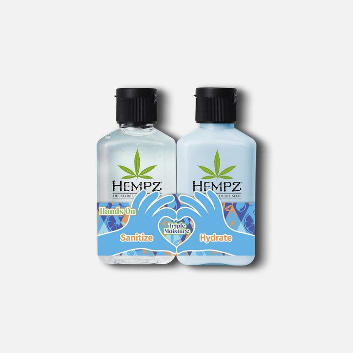 Hempz Hands On Triple Moisture Moisturizer & Sanitizer Kit - 2.25oz Each-Hempz-BB_Lotion,BB_Moisturizers,Brand_Hempz,Collection_Bath and Body,Collection_Gifts,Hempz_ Hand Wash & Sanitizer,Hempz_Body Moisturizers,Hempz_Travel Size