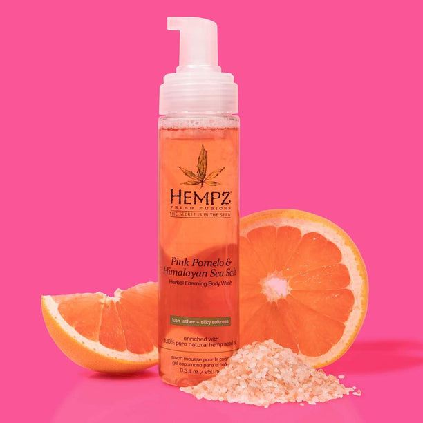 Hempz Herbal Foaming Body Wash Fresh Fusions Pink Pomelo & Himalayian Sea Salt Scent 8.5 fl.oz.-Hempz-BB_Bath and Shower,BB_Body Wash,Brand_Hempz,Collection_Bath and Body,Hempz_ Body Wash