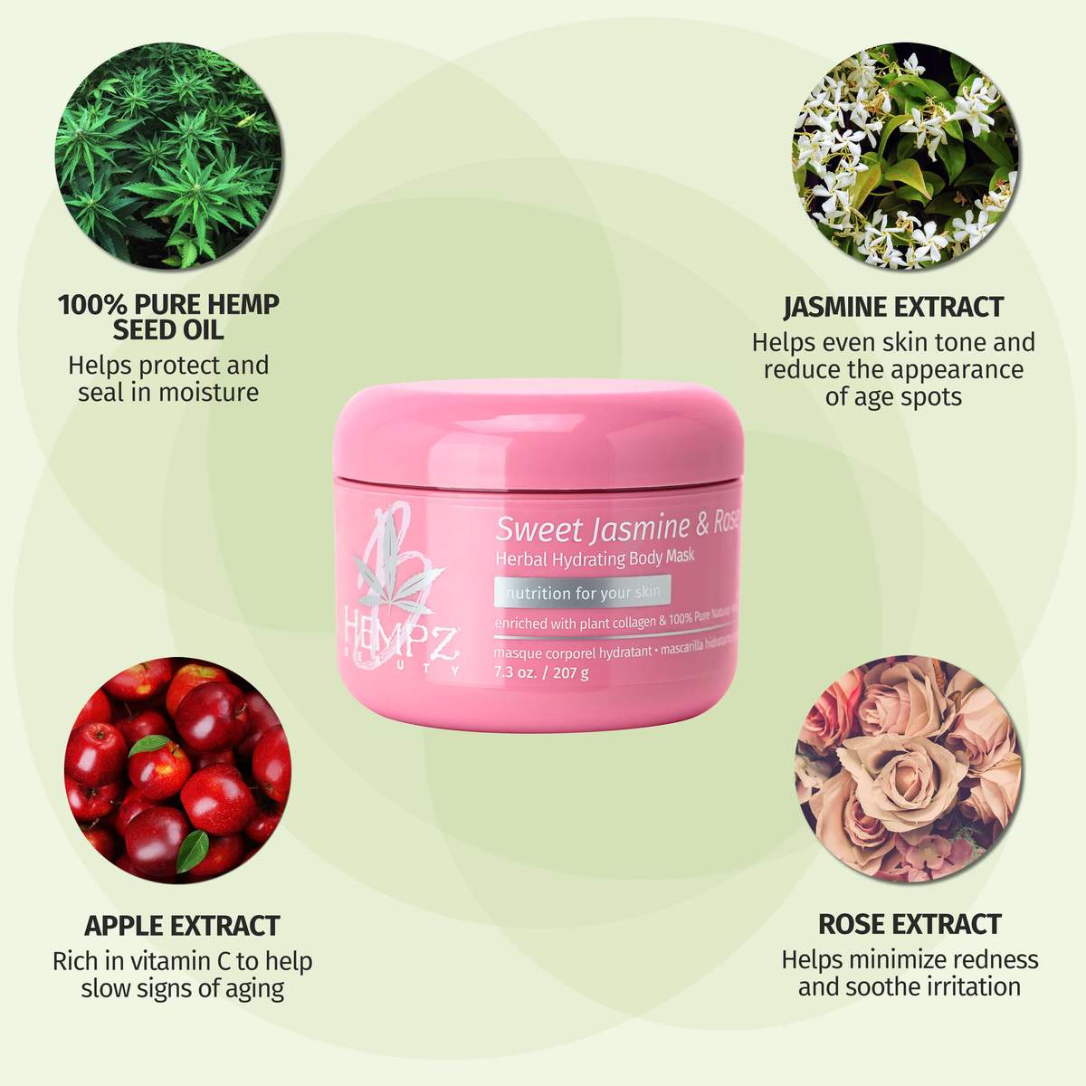 Hempz Sweet Jasmine & Rose Collagen Infused Herbal Body Mask 7.3 oz-Hempz-BB_Bath and Shower,Brand_Hempz,Collection_Bath and Body,Hempz_Body Moisturizers