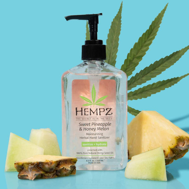 Hempz Sweet Pineapple & Honey Melon Herbal Hand Sanitizer 8.5 fl.oz-Hempz-BB_Lotion,BB_Moisturizers,Brand_Hempz,Collection_Bath and Body,Collection_Gifts,Gifts_Under 25,Hempz_ Gift Set,Hempz_ Hand Wash & Sanitizer,Hempz_Body Moisturizers,Hempz_Travel Size