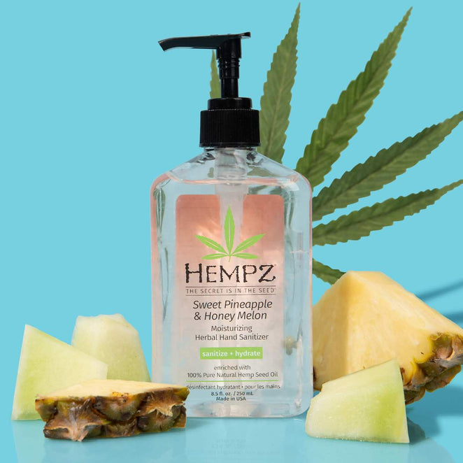 Hempz Sweet Pineapple & Honey Melon Herbal Hand Sanitizer 8.5 fl.oz-Hempz-BB_Lotion,BB_Moisturizers,Brand_Hempz,Collection_Bath and Body,Collection_Gifts,Gifts_Under 25,Hempz_ Gift Set,Hempz_ Hand Wash & Sanitizer,Hempz_Body Moisturizers,Hempz_Travel Size