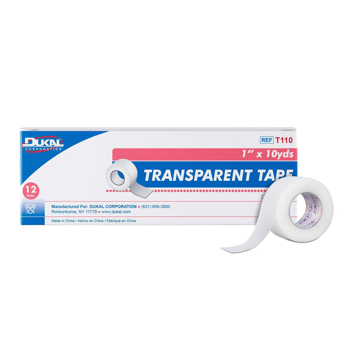 Dukal-18224M Transparent Surgical Tape, Box of 12 Rolls,1 Inches Width x 10 Yards Length-Dukal-Brand_Dukal/ Dawn Mist,Collection_Lifestyle,Dukal_Medical,Dukal_Tapes,Life_Medical,Life_Personal Care