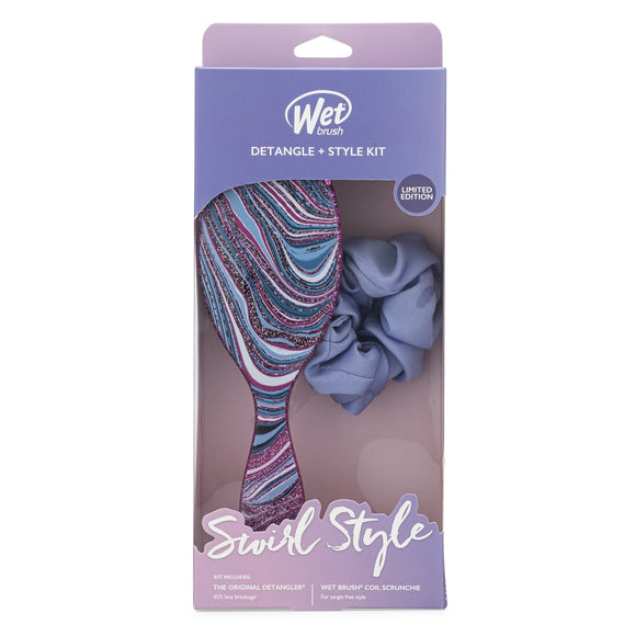 Wet Brush Swirl Style Glitter Detangler and Scrunchie Kit